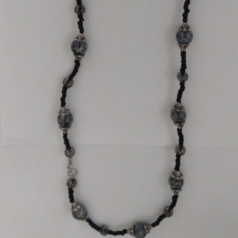 Black Gray Assorted Beaded Necklace